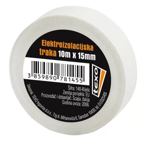 TX - Elektroizolacijska traka bijela 15mm x 10m